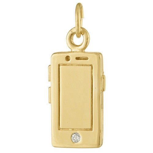 Phone with Diamond 14K Gold Charm