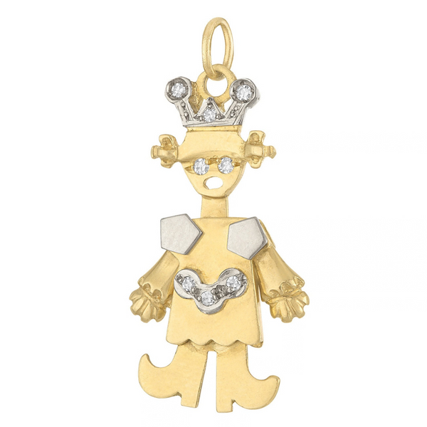 Vintage Movable Queen 18K Gold Charm