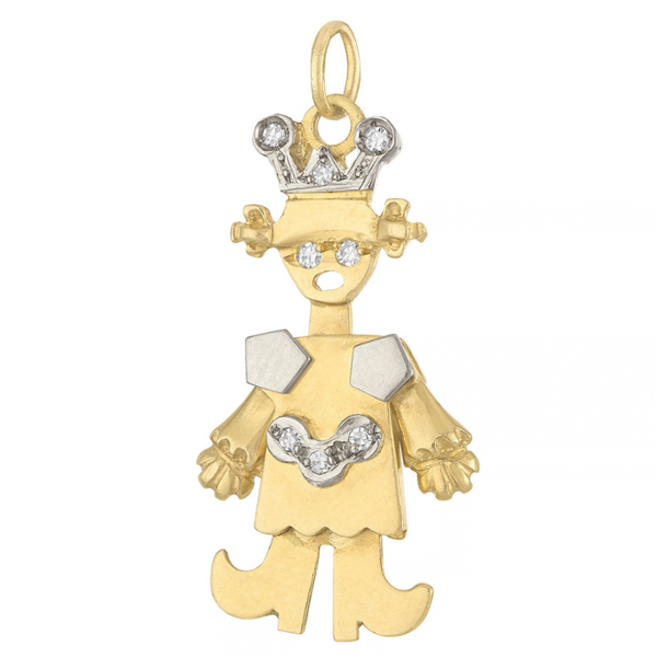 Vintage Movable Queen 18K Gold Charm