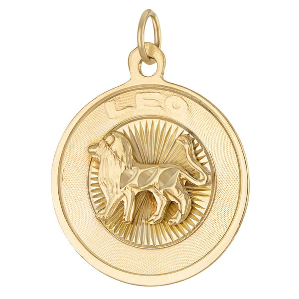 Vintage Engravable Leo Disc 14k Gold Charm