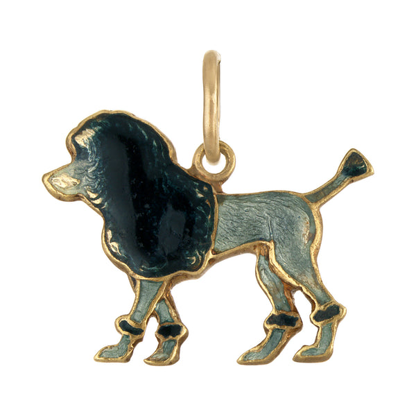 Vintage Enamel Poodle 14k Gold Charm