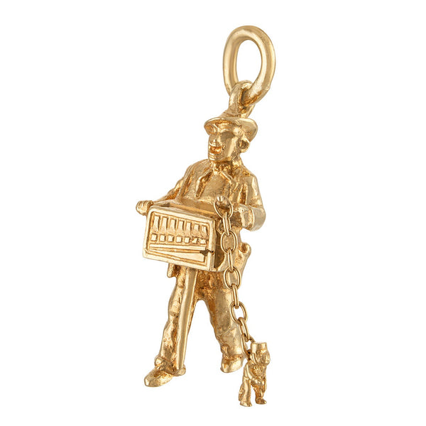 Vintage Movable Organ Grinder 9k Gold Charm