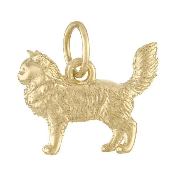 Fluffy Kitty 14K Gold Charm