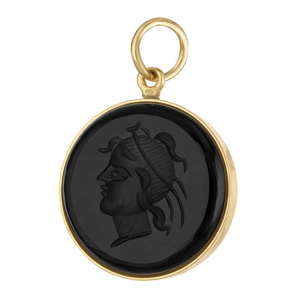 Vintage Onyx Intaglio 14k Gold Charm