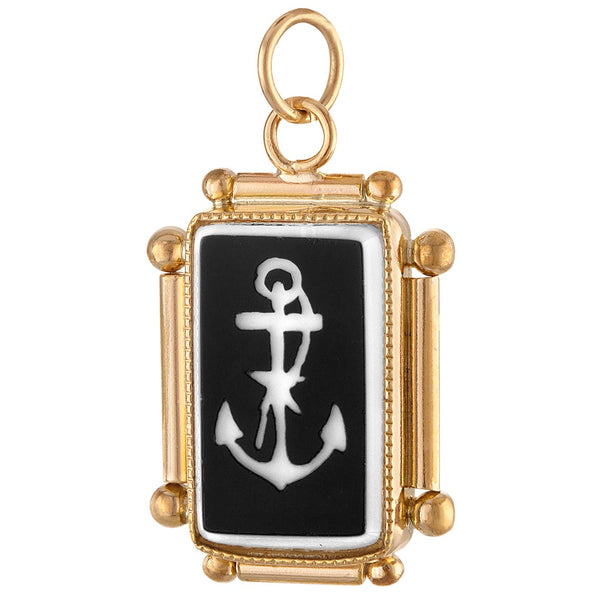 Vintage Anchor Intaglio 14k Gold Charm