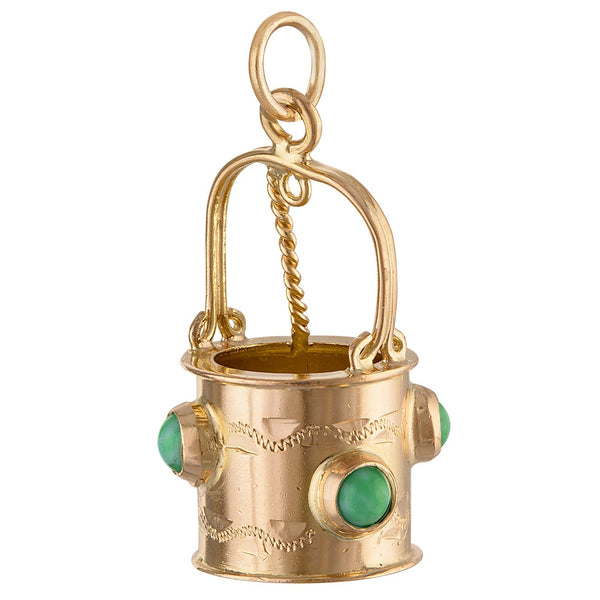 Vintage Turquoise Wishing Well 18k Gold Charm
