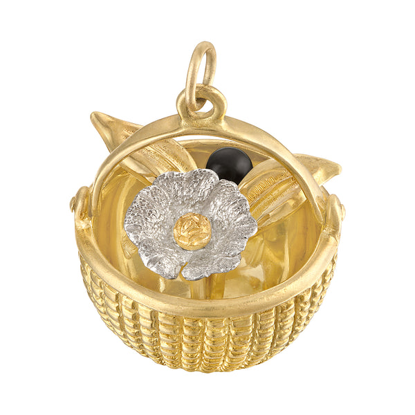 Vintage Larger Movable Nantucket Basket 18k Gold Charm