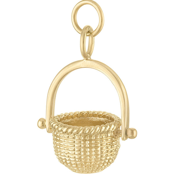 Vintage Movable Woven Basket 14k Gold Charm
