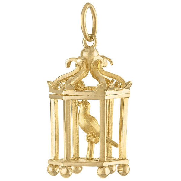 Vintage Birdcage 9K Gold Charm