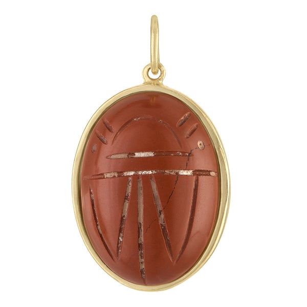 Vintage Carnelian Scarab 14k Gold Charm