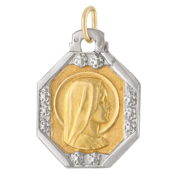 Vintage Diamond French Madonna 18k Gold Charm