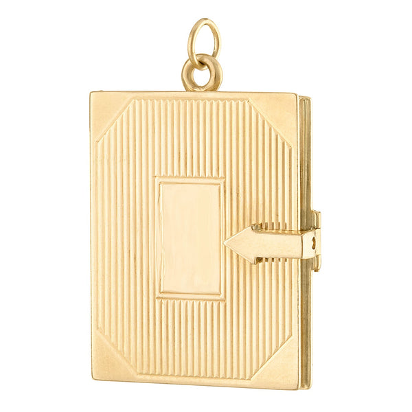 Vintage Book Photo Locket 14k Gold Charm