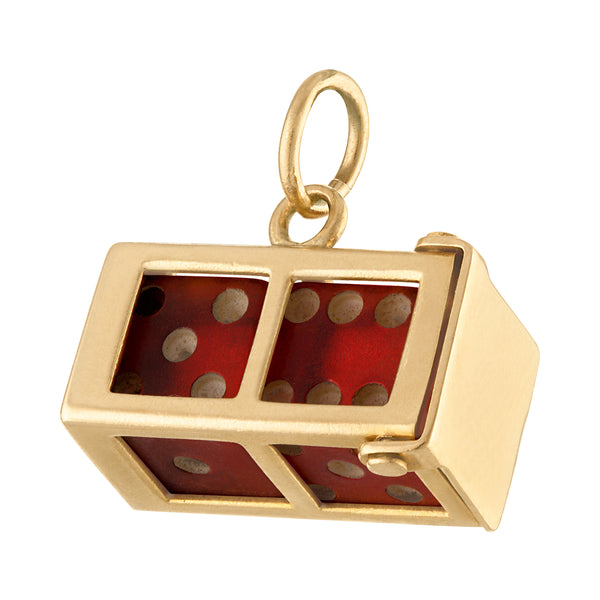 Vintage Red Dice 14K Gold Charm
