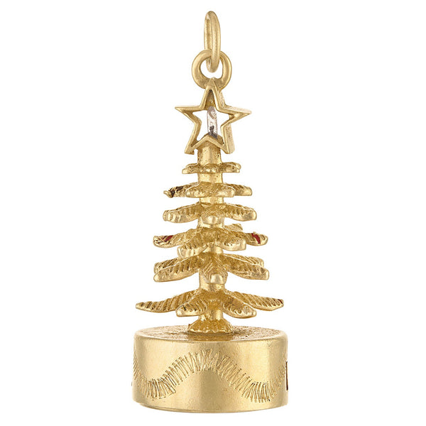 Vintage Light Up Christmas Tree 14k Gold Charm