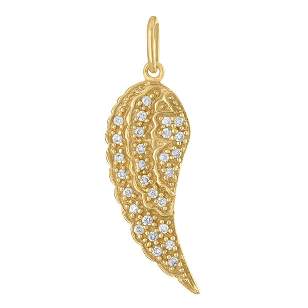 Vintage Diamond Angel Wing 14k Gold Charm