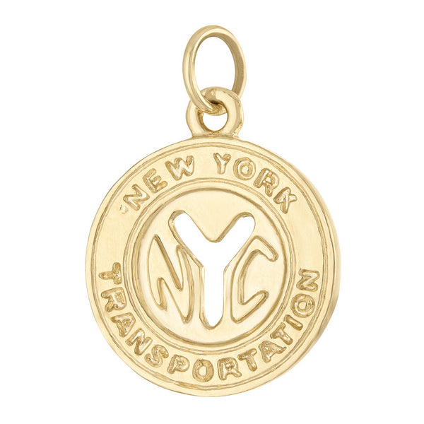 Vintage New York City Subway Token 14k Gold Charm