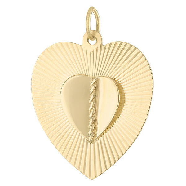 Vintage Engine Turned Rope Heart 14k Gold Charm