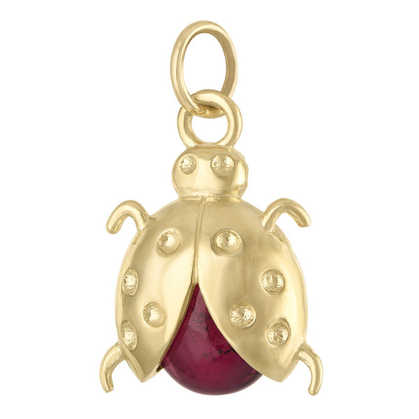 Ladybug With Garnet 14K Gold Charm