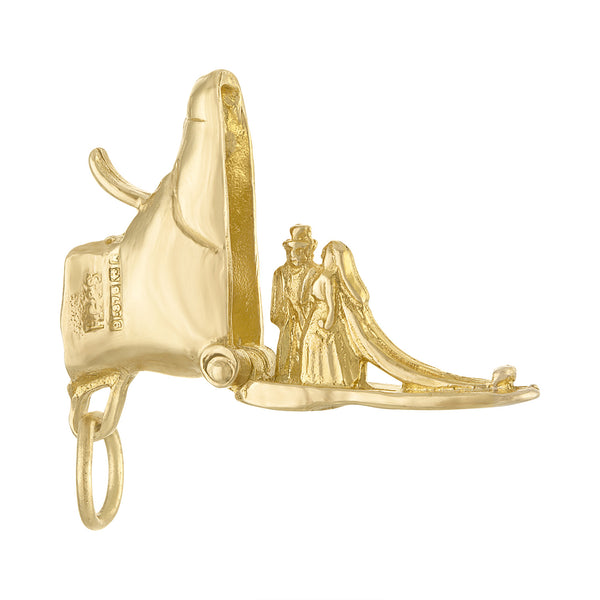 Vintage Wedding Couple in a Shoe 9K Gold Charm