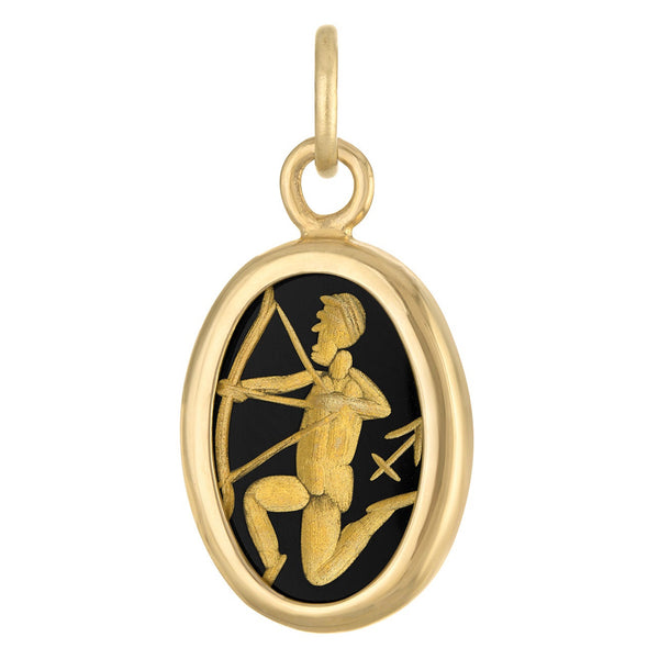 Vintage Sagittarius Intaglio 14K Gold Charm