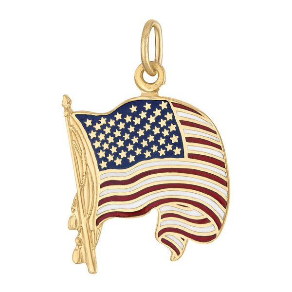 Vintage Classic American Flag 14K Gold Charm