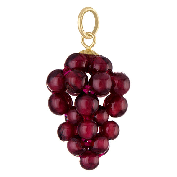 Vintage Garnet Grapes 14K Gold Charm