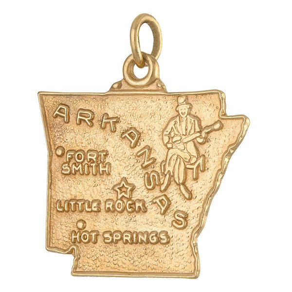 Vintage Map of Arkansas 14k Gold Charm