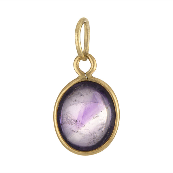 Vintage Amethyst Cabochon 14K Gold Charm