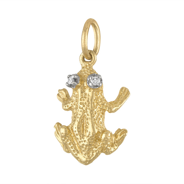 Vintage Diamond Frog 14K Gold Charm