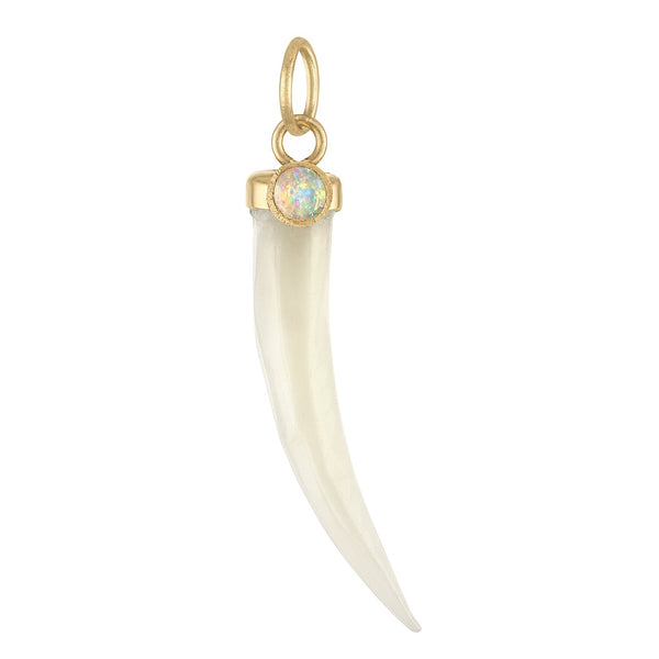 Vintage Mother of Pearl Horn 14k Gold Charm