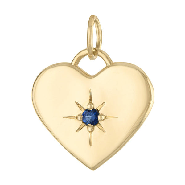 Heart with Sapphire 14K Gold Charm