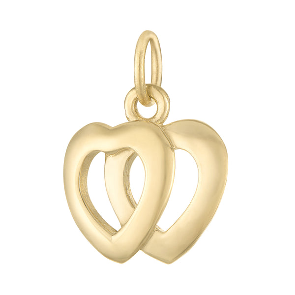 Double Hearts Mini 14K Gold Charm