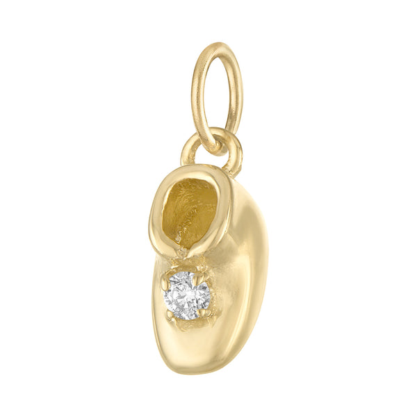 Diamond Baby Shoe Mini 14K Gold Charm