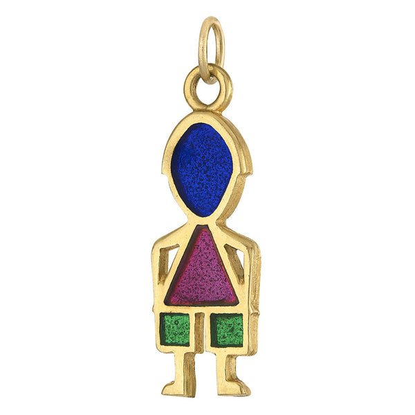 Vintage Enamel Figure 18k Gold Charm