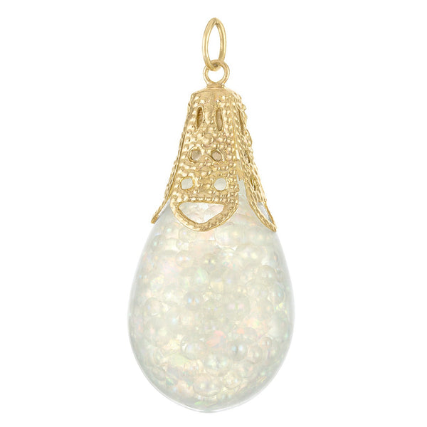 Vintage Extra Large Floating Opal 14k Gold Charm