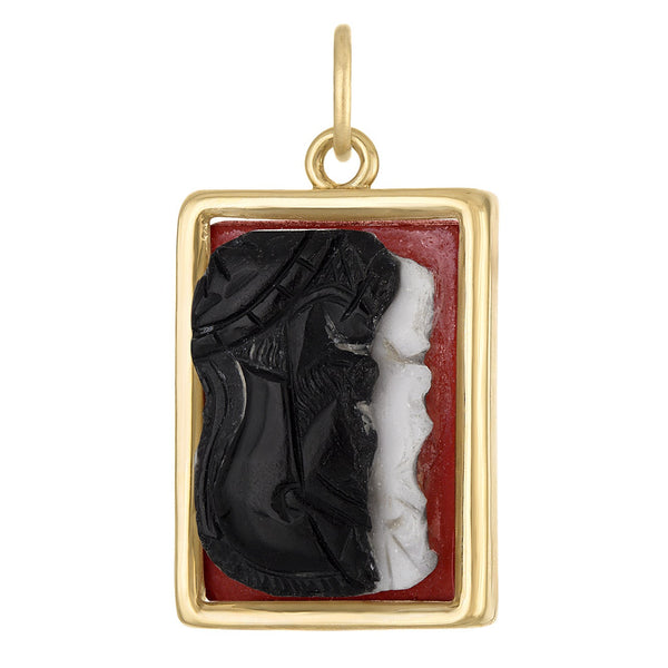 Vintage Double Warrior Cameo 14k Gold Charm