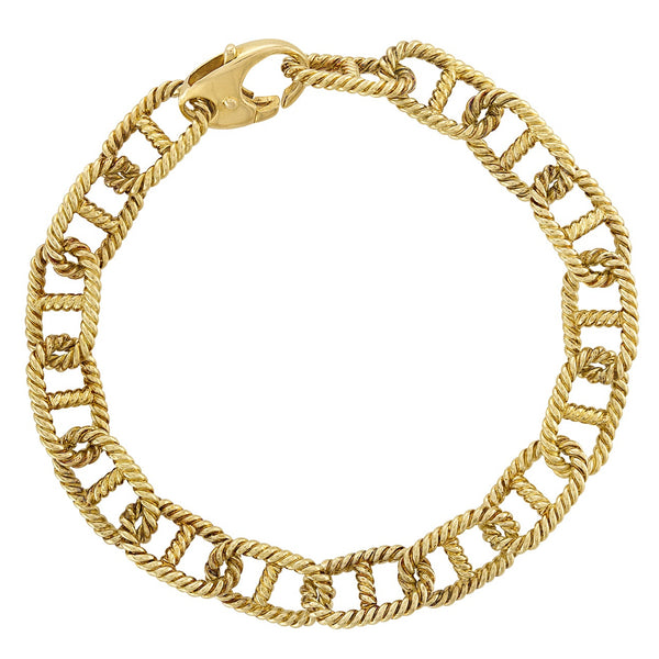 Vintage Twisted Mariner Link 18k Gold Charm Bracelet