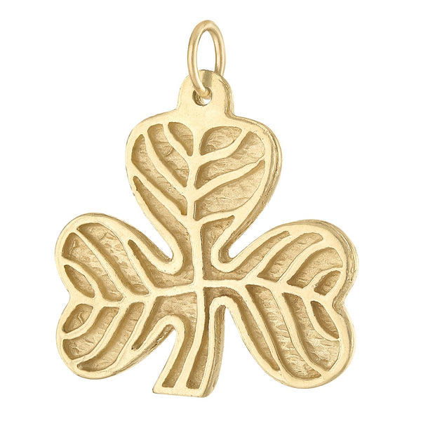 Vintage Etched Shamrock 14k Gold Charm