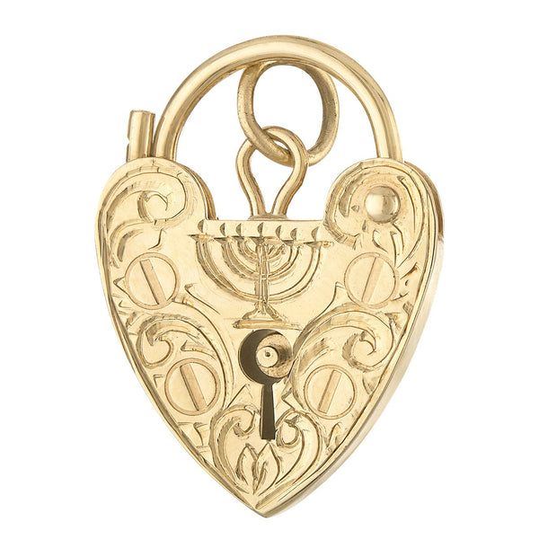 Vintage Decorative Heart Lock 9k Gold Charm