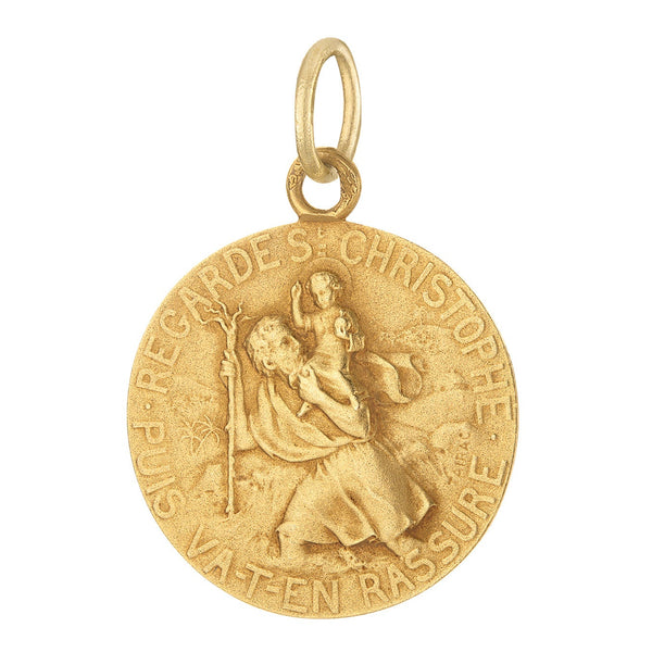 Vintage Saint Christopher Engravable 18k Gold Charm