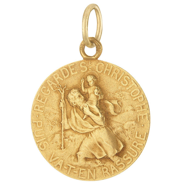 Vintage Saint Christopher Engravable 18k Gold Charm