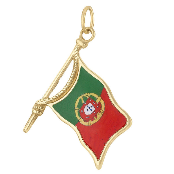 Vintage Enamel Portuguese Flag 14k Gold Charm