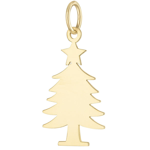 Christmas Tree Silhouette 14K Gold Charm