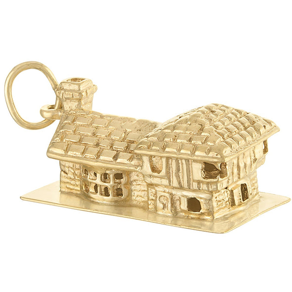 Vintage House Engravable 14k Gold Charm