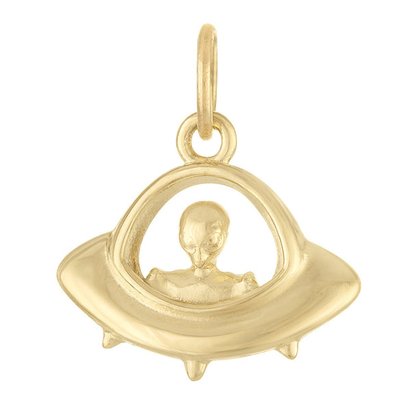 Alien Spaceship 14k Gold Charm