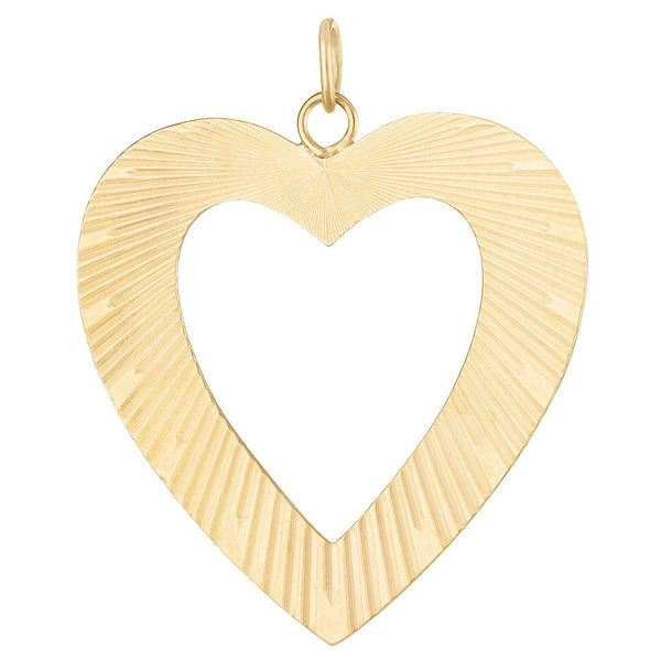 Vintage Engine Turned Heart 14K Gold Charm