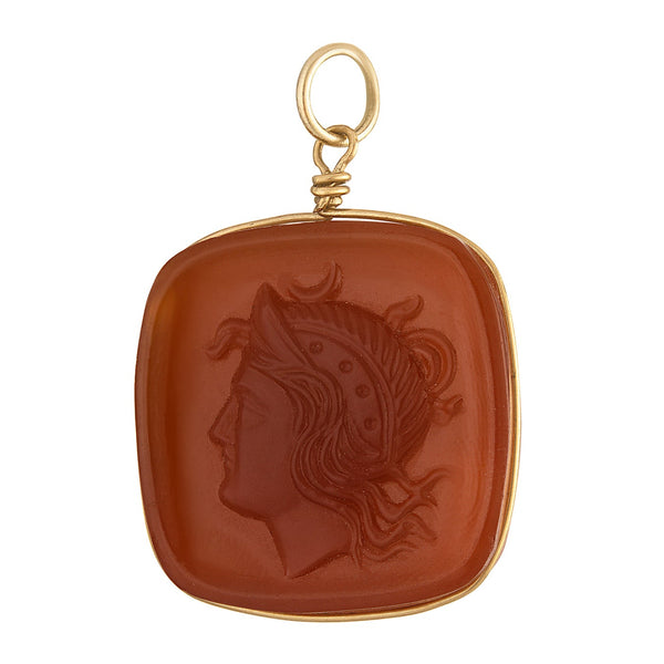 Vintage Roman Carnelian Intaglio 14K Gold Charm