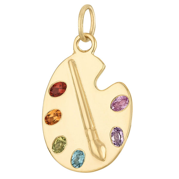Gem Set Painter's Palette 14K Gold Charm