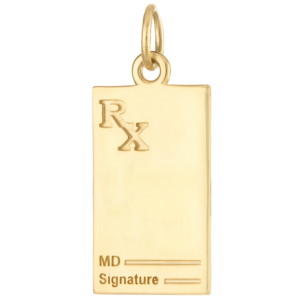Engravable Prescription Pad 14K Gold Charm
