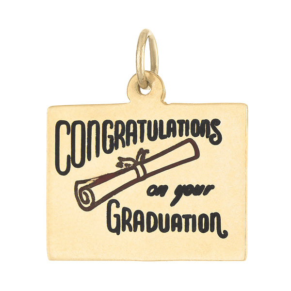 Vintage Engravable Graduation 14k Gold Charm